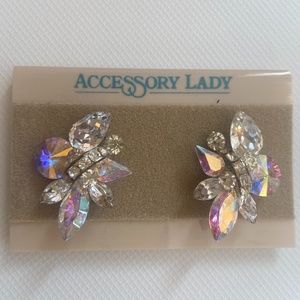 Crystal clip earrings - costume jewelry